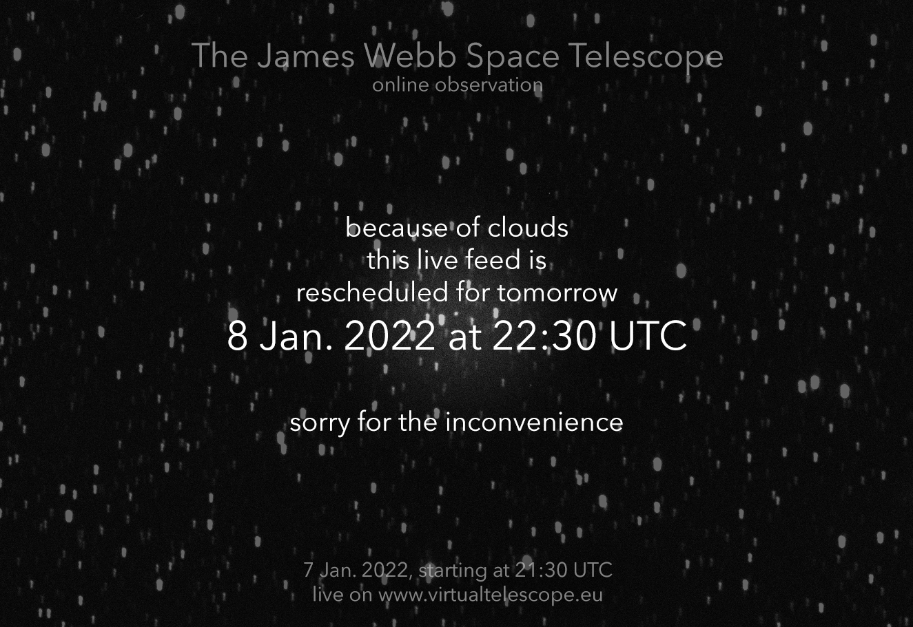 The James Webb Space Telescope, online observation. Poster of the event.