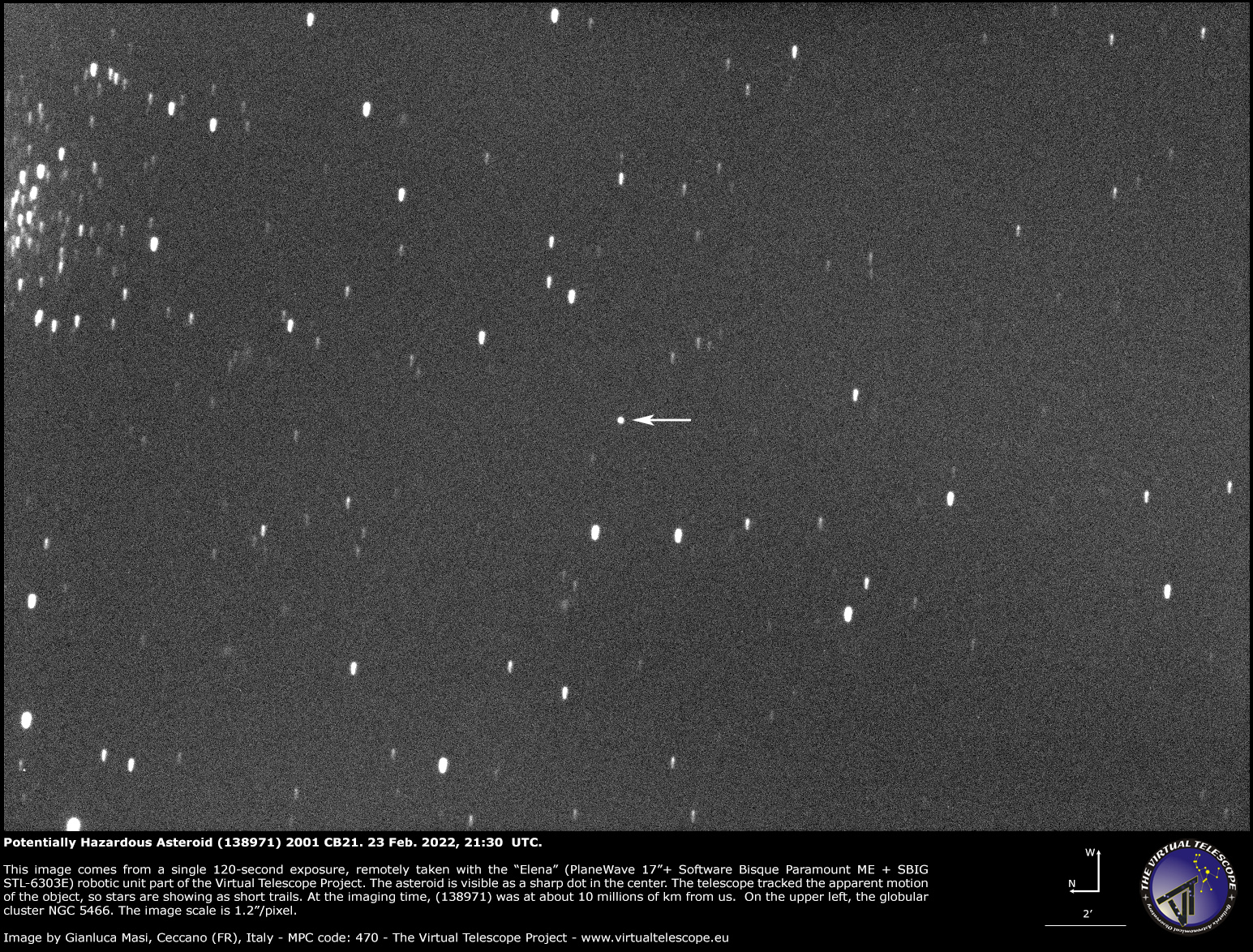 Potentially Hazardous Asteroid (138971) 2001 CB21: 23 Feb. 2022.