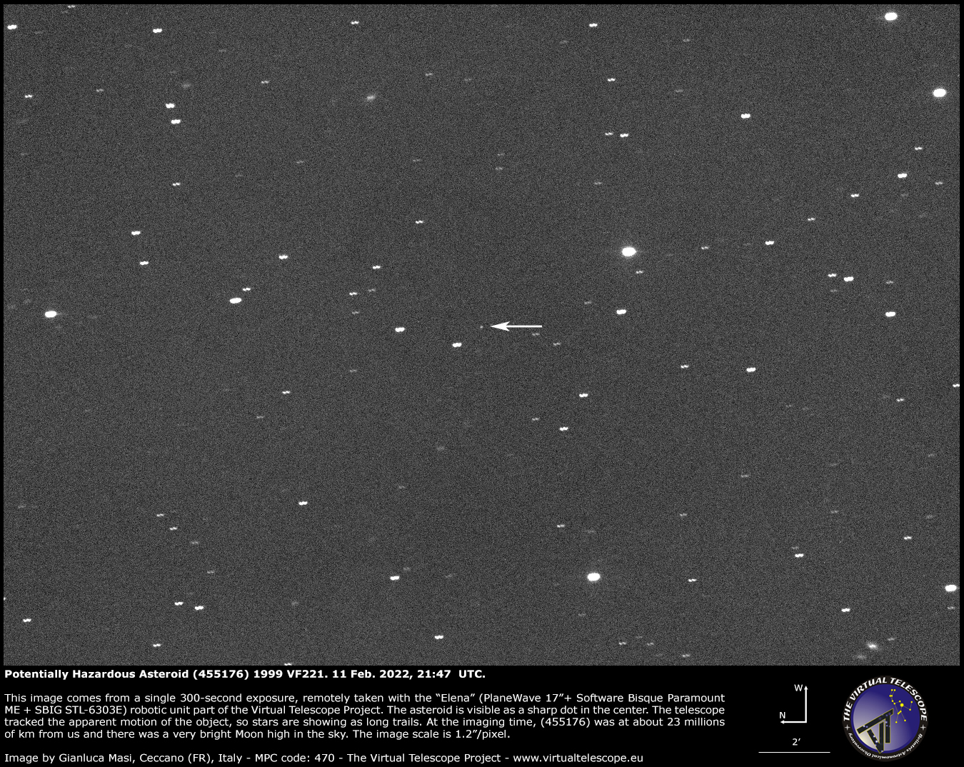 Potentially Hazardous Asteroid (455176) 1999 VF22: 11 Feb. 2022.