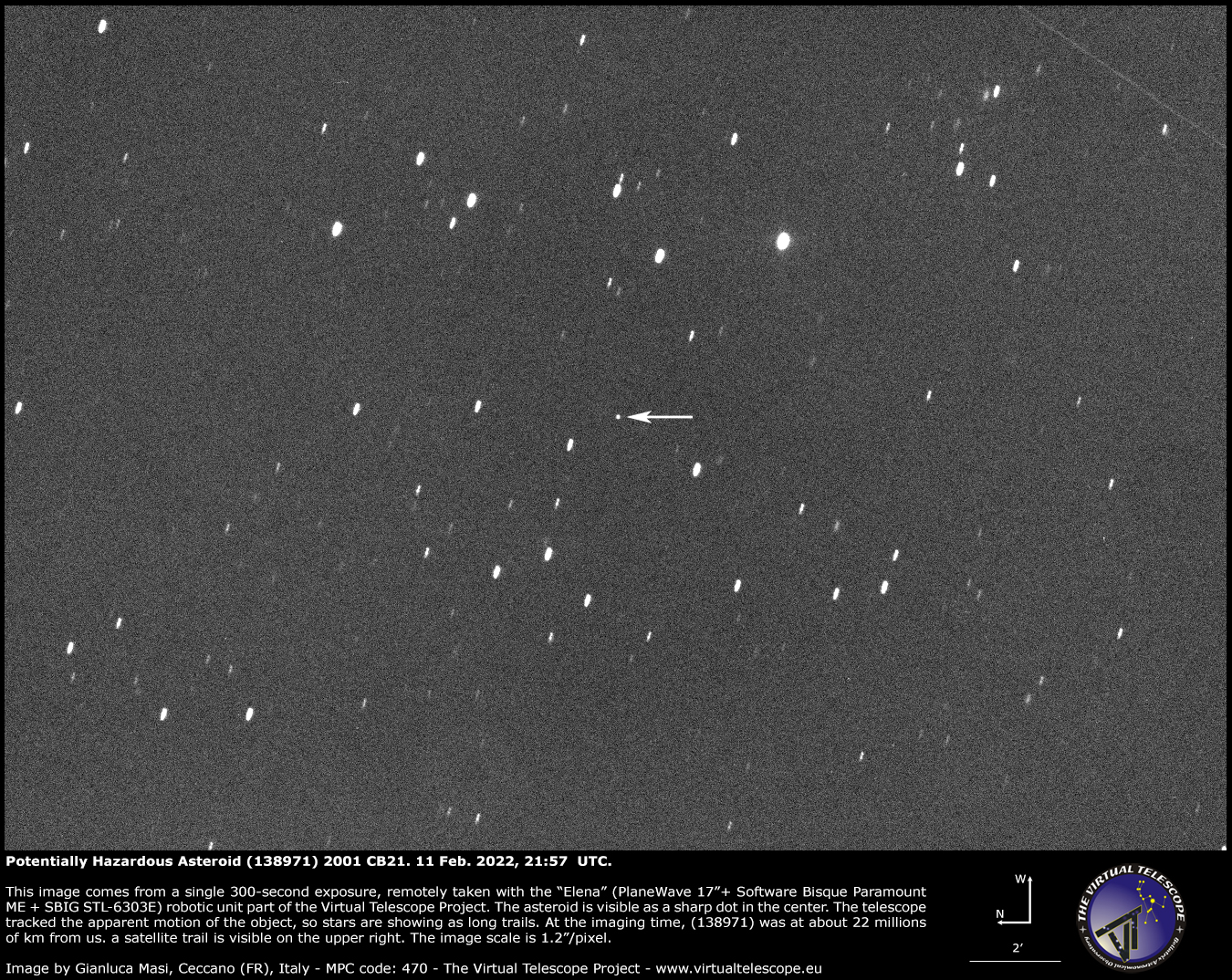Potentially Hazardous Asteroid (138971) 2001 CB21: 11 Feb. 2022.