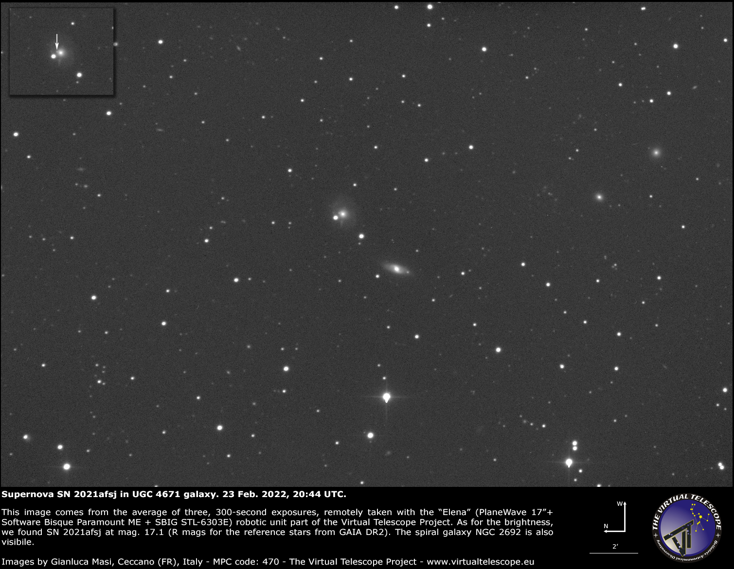 Supernova SN 2021afsj in UGC 4671 galaxy: 23 Feb. 2022.