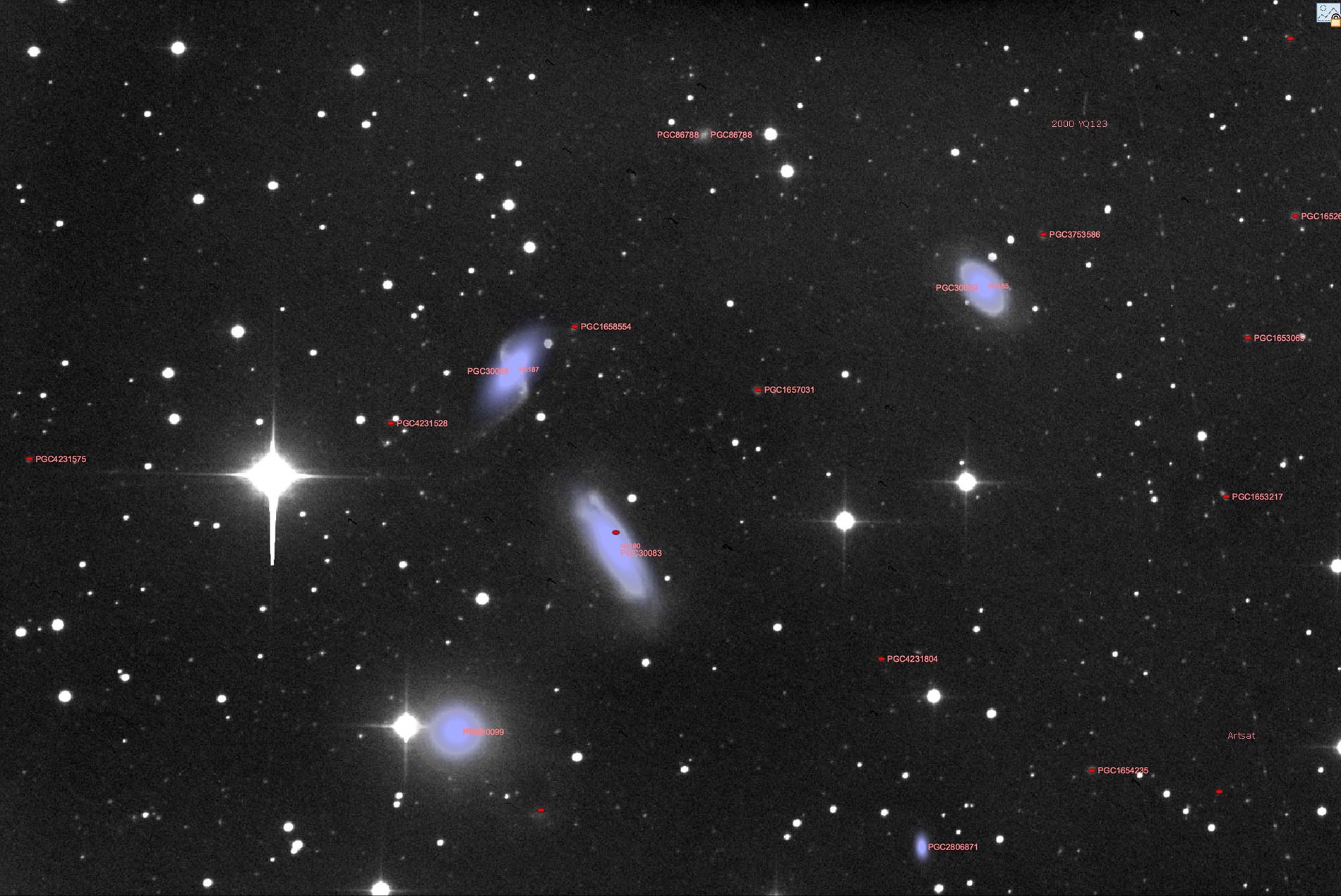 NGC 3190 and surrounding objects, properly labelled.