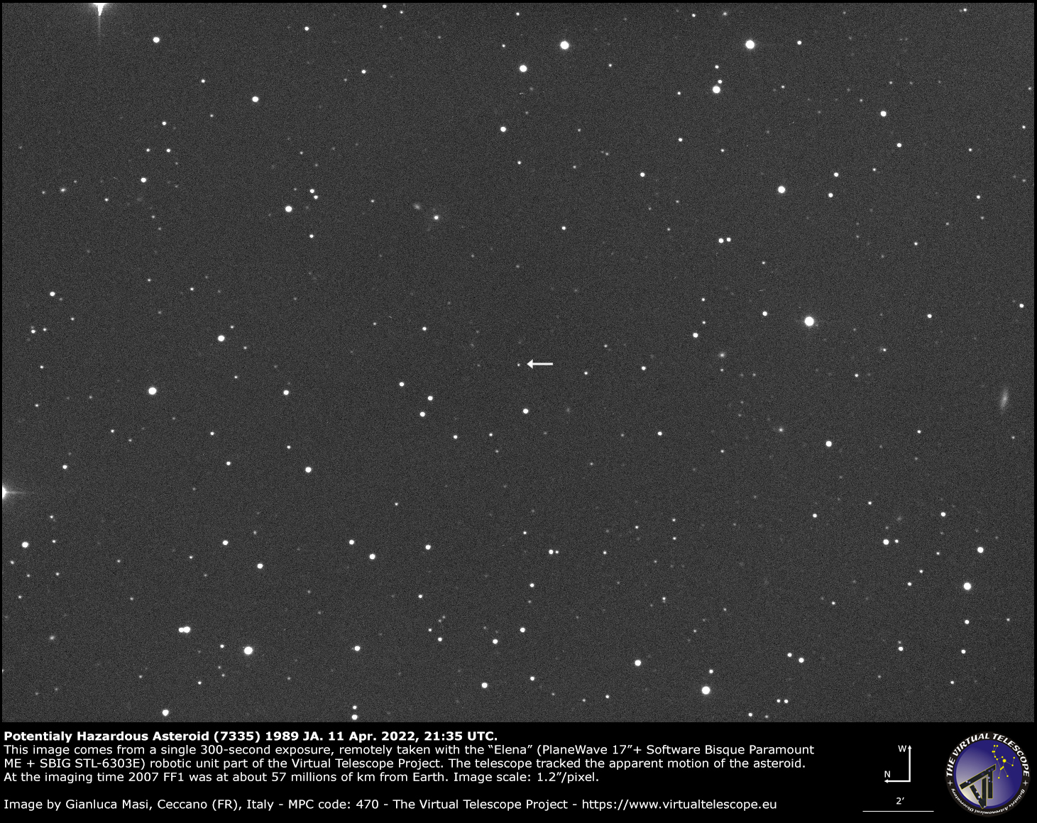 Potentially Hazardous Asteroid (7335) 1989 JA - 11 Apr. 2022.