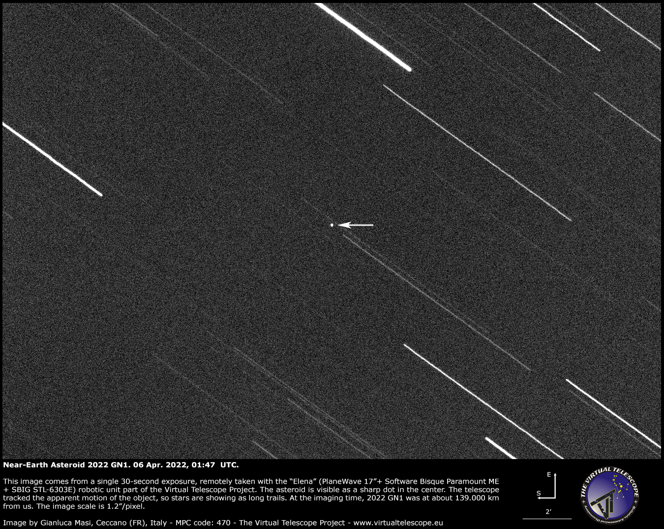 Near-Earth Asteroid 2022 GN1: 6 Apr. 2022.