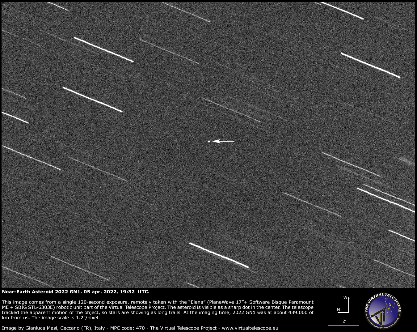 Near-Earth Asteroid 2022 GN1:5 Apr. 2022.