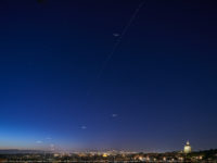 Planets Jupiter, Venus, Mars, Saturn and the Moon shine above Rome at dawn, while the Tianhe Chinese space station crosses the sky. 27 Apr. 2022.