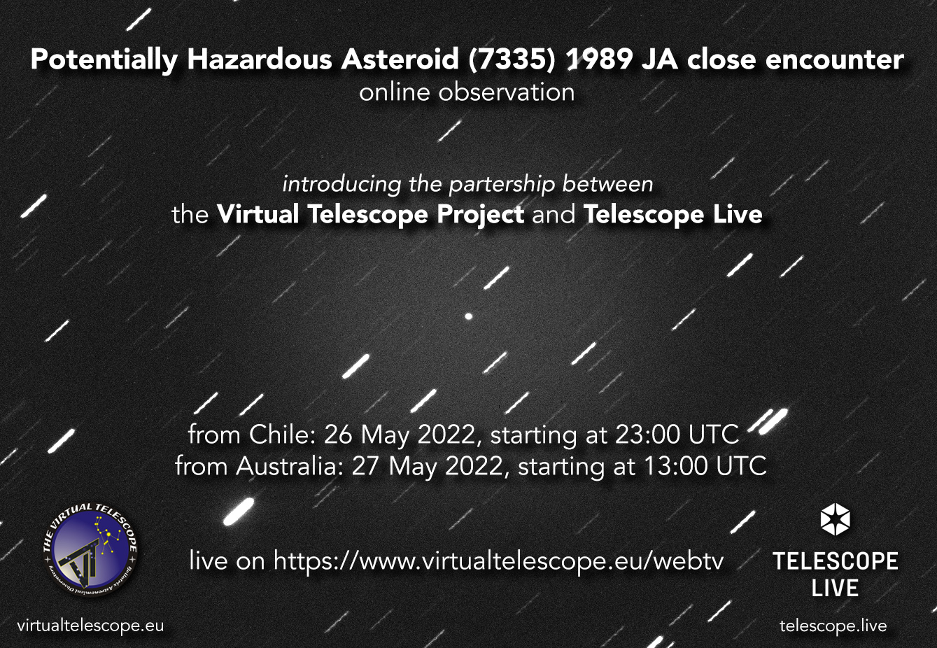 Potentially Hazardous Asteroid (7335) 1989 JA: poster dell'evento.