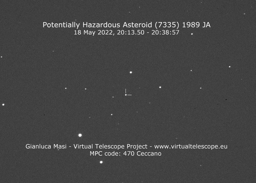 Potentially Hazardous Asteroid (7335) 1989 JA: animation - 18 May 2022. Time is UTC.