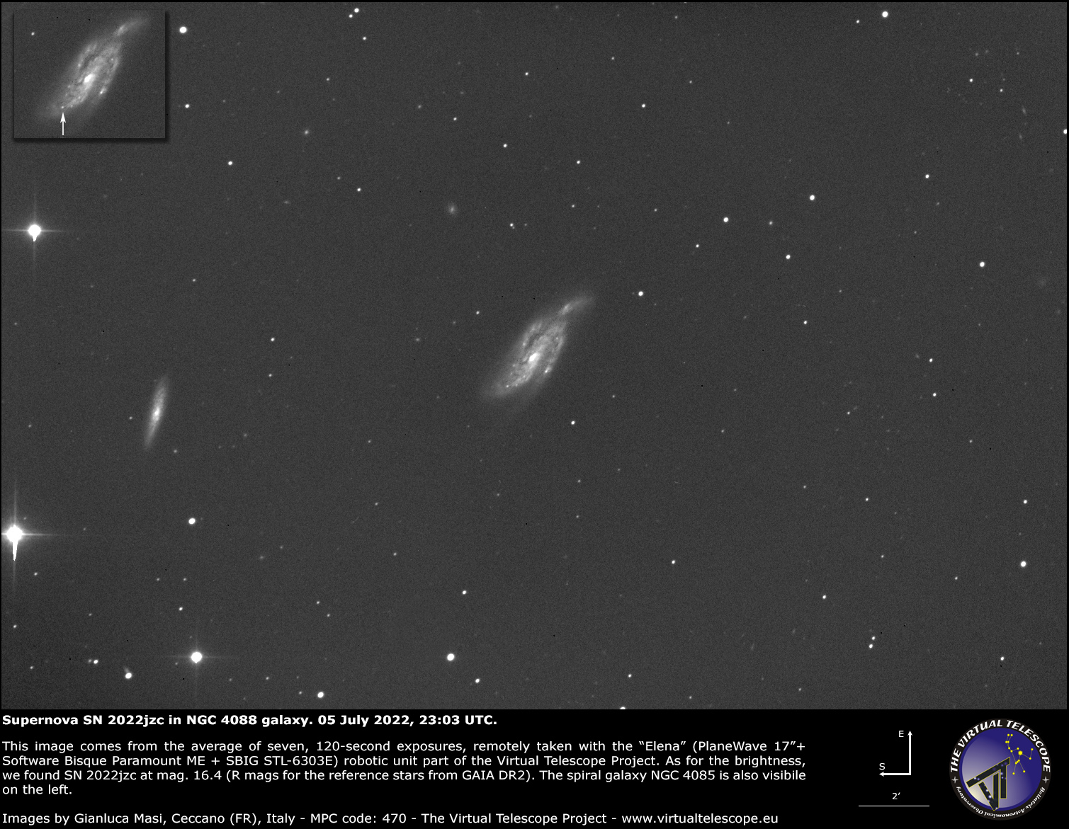 Supernova SN 2022jzc in NGC 4088 spiral galaxy: 5 July 2022.