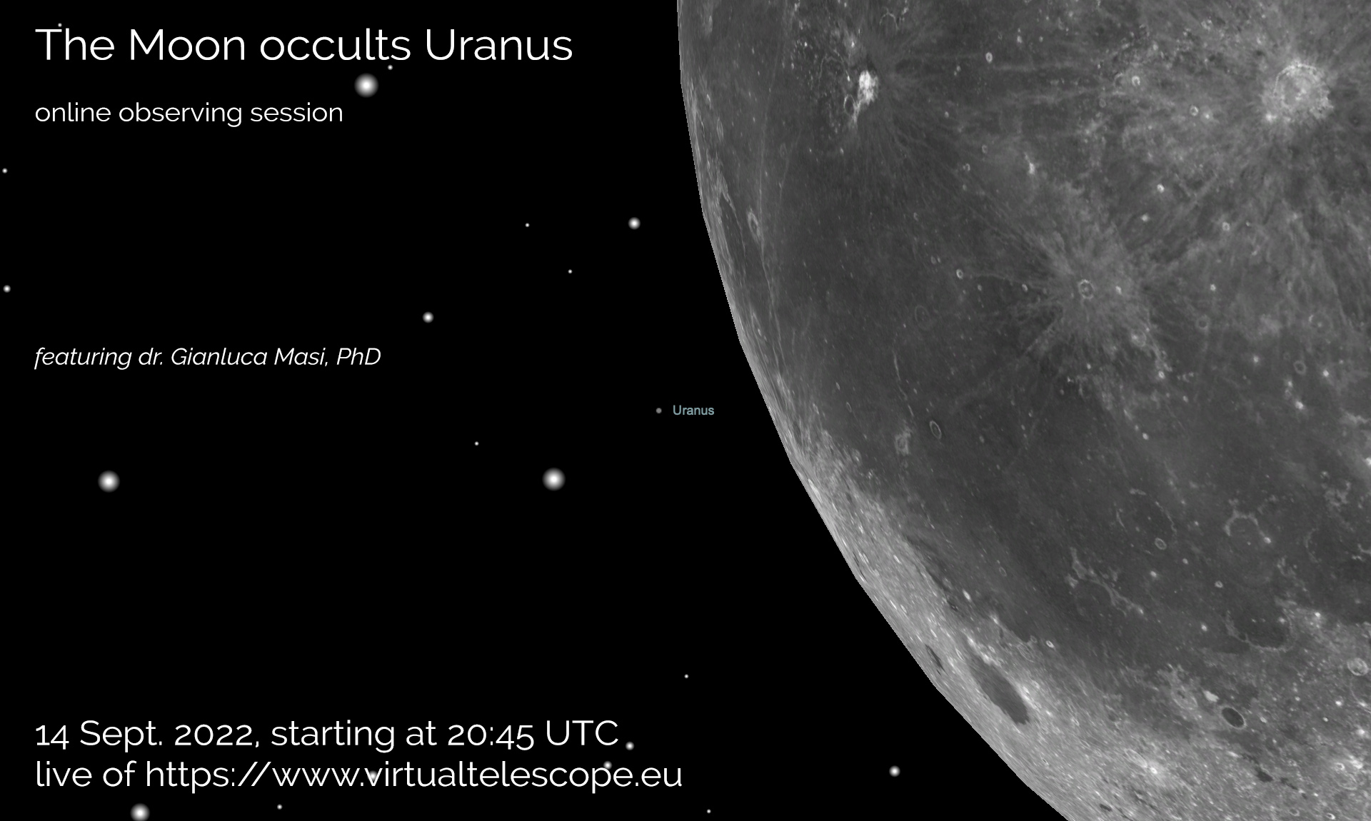 The Moon occults planet Uranus: poster of the event.