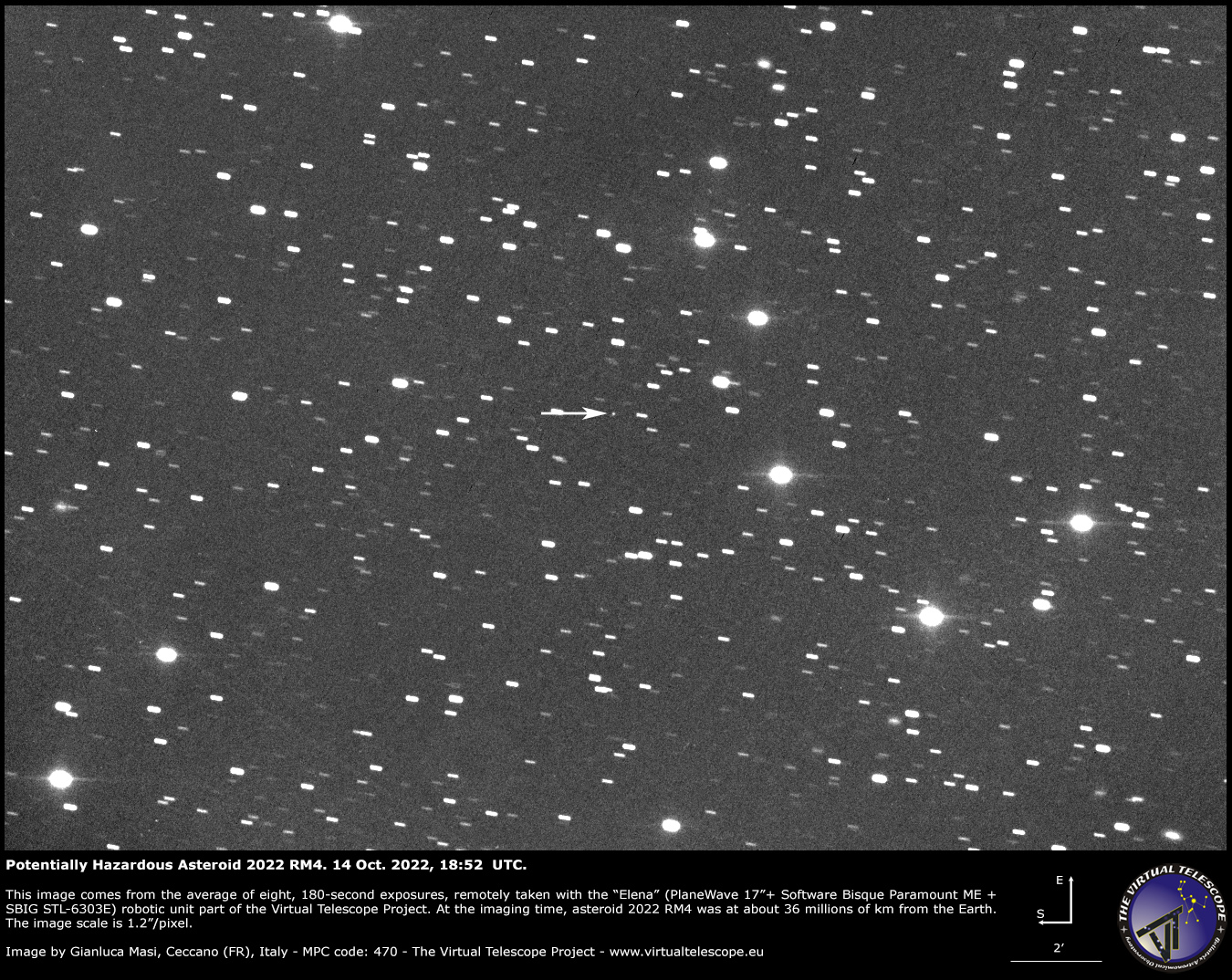 Potentially Hazardous Asteroid 2022 RM4. 14 Oct. 2022.