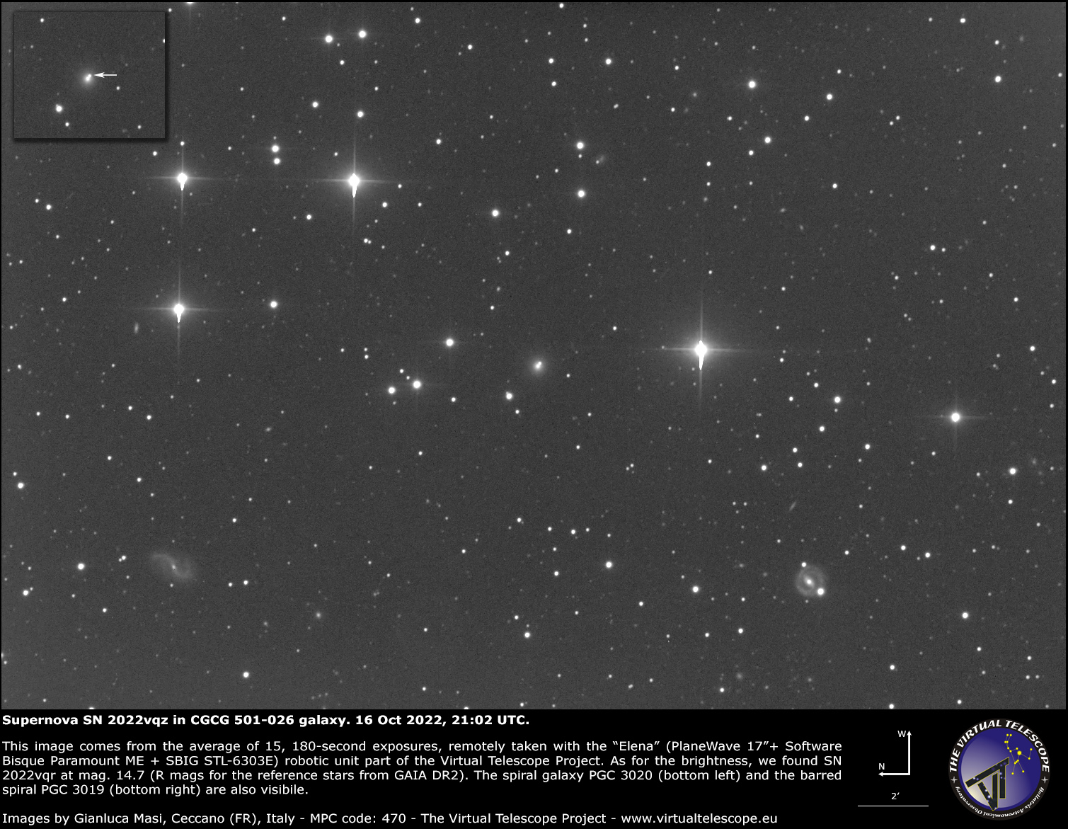 Supernova SN 2022vqz in CGCG 501-026 galaxy. 16 Oct 2022.