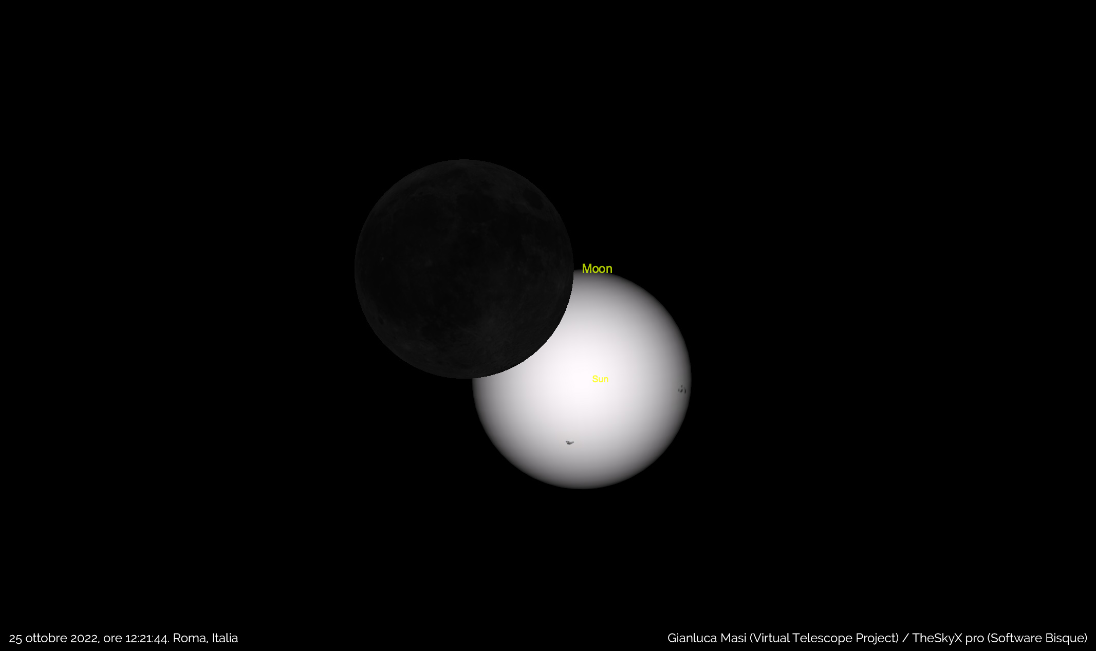 Fig. 3. Eclissi solare del 25 ottobre 2022: simulazione della fase centrale da Roma.