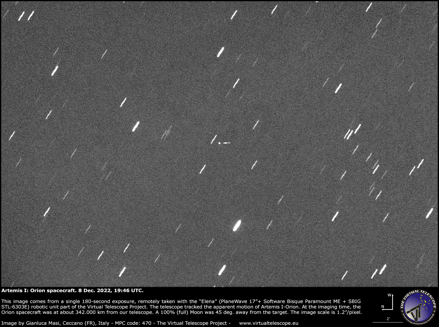 The Artemis I - Orion spacecraft imaged on 8 Dec. 2022.