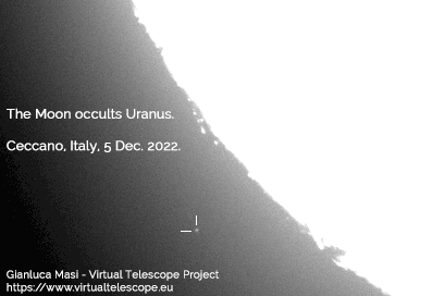 The Moon occults planet Uranus: 5 Dec. 2022.