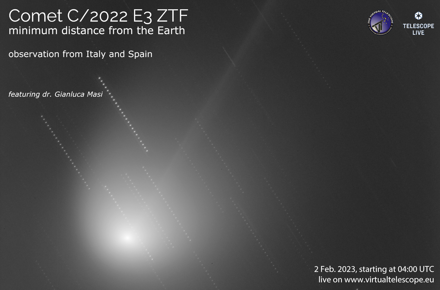 Comet C/2022 E3 ZTF flyby with the Earth: poster of the 2 Feb. 2023 event.