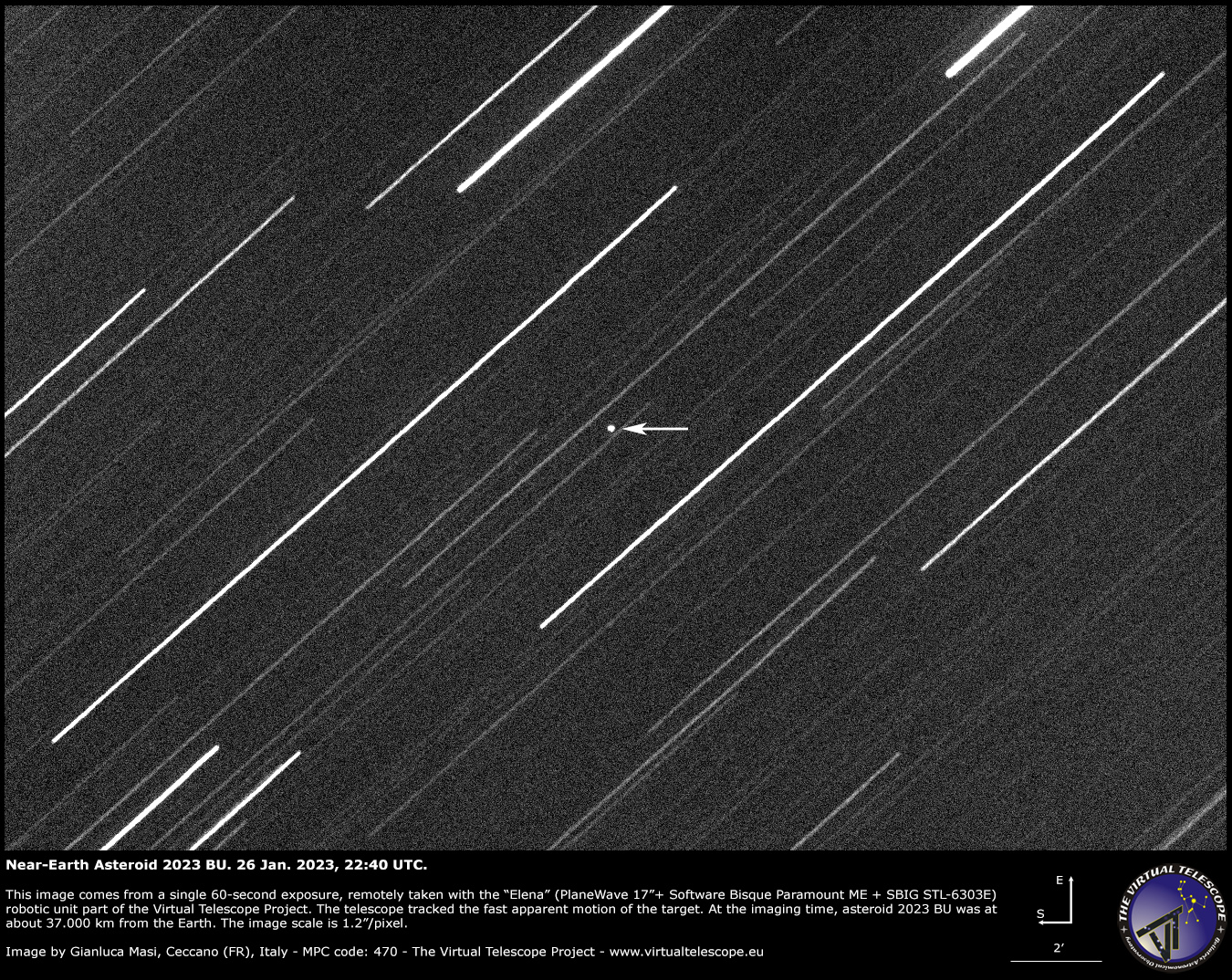 Near-Earth Asteroid 2023 BU: 26 Jan. 2023.