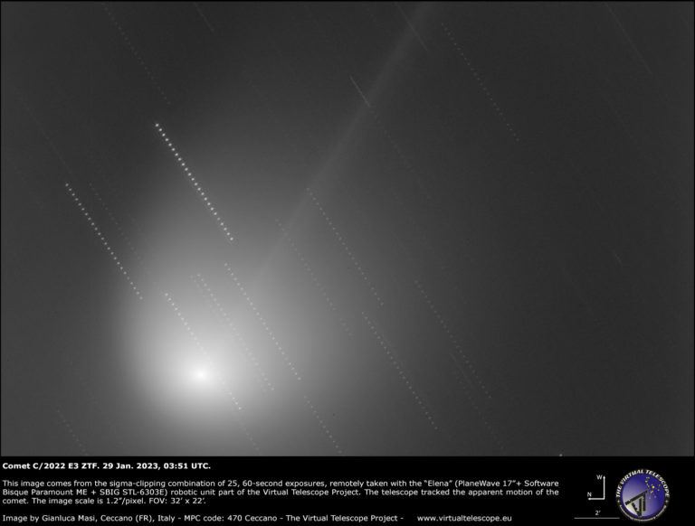 Comet C 2022 E3 ZTF A New Image And Time lapse 29 Jan 2023 The 