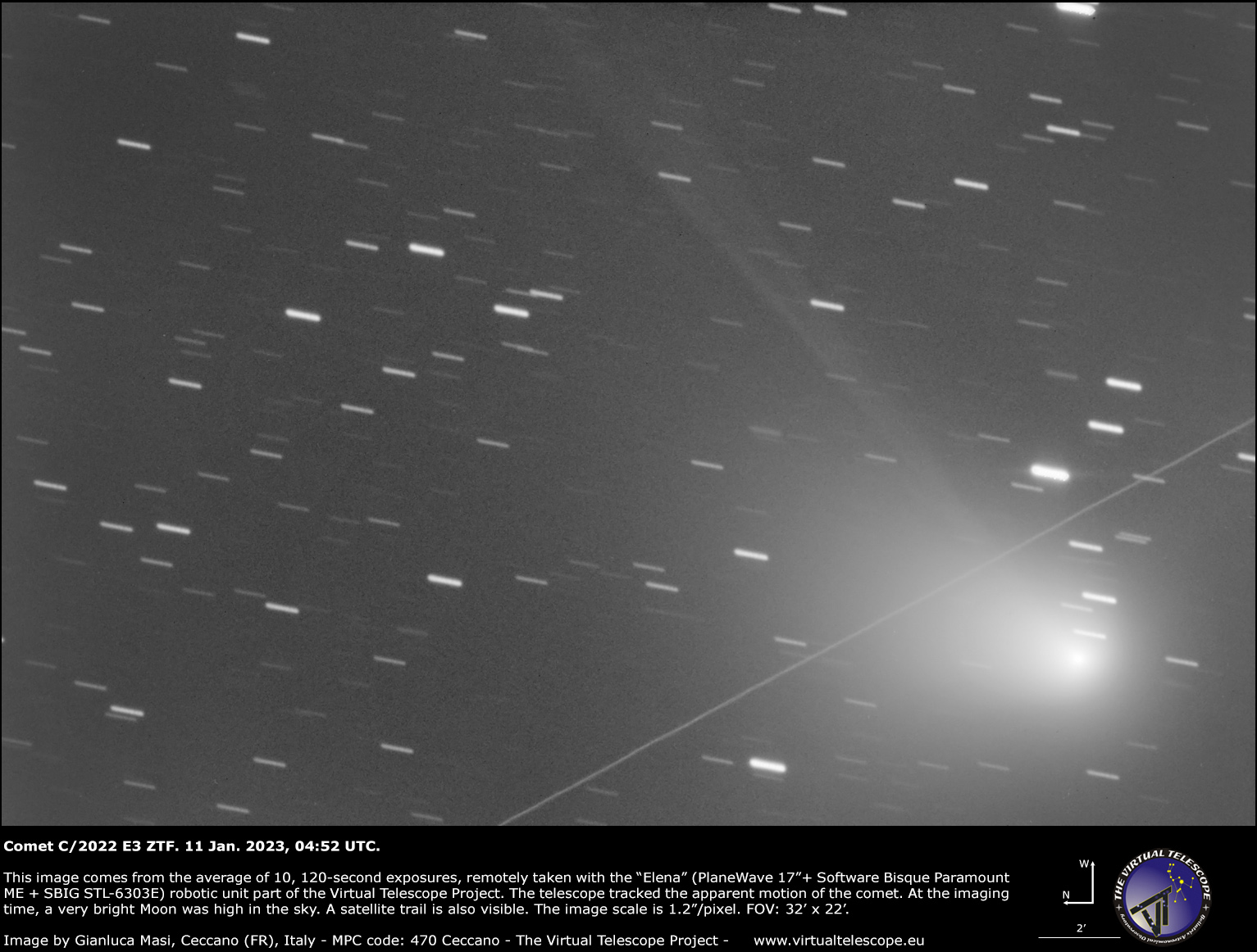 Comet C/2022 E3 ZTF, higher resolution. 11 Jan. 2023.
