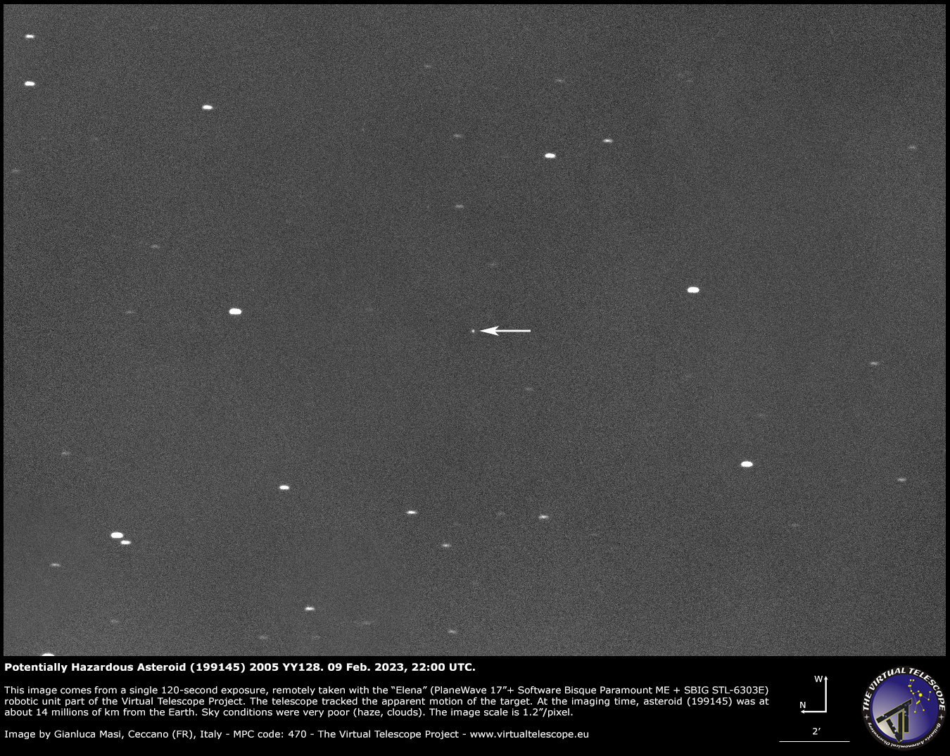 Potentially Hazardous Asteroid (199145) 2005 YY128: 09 Feb. 2023
