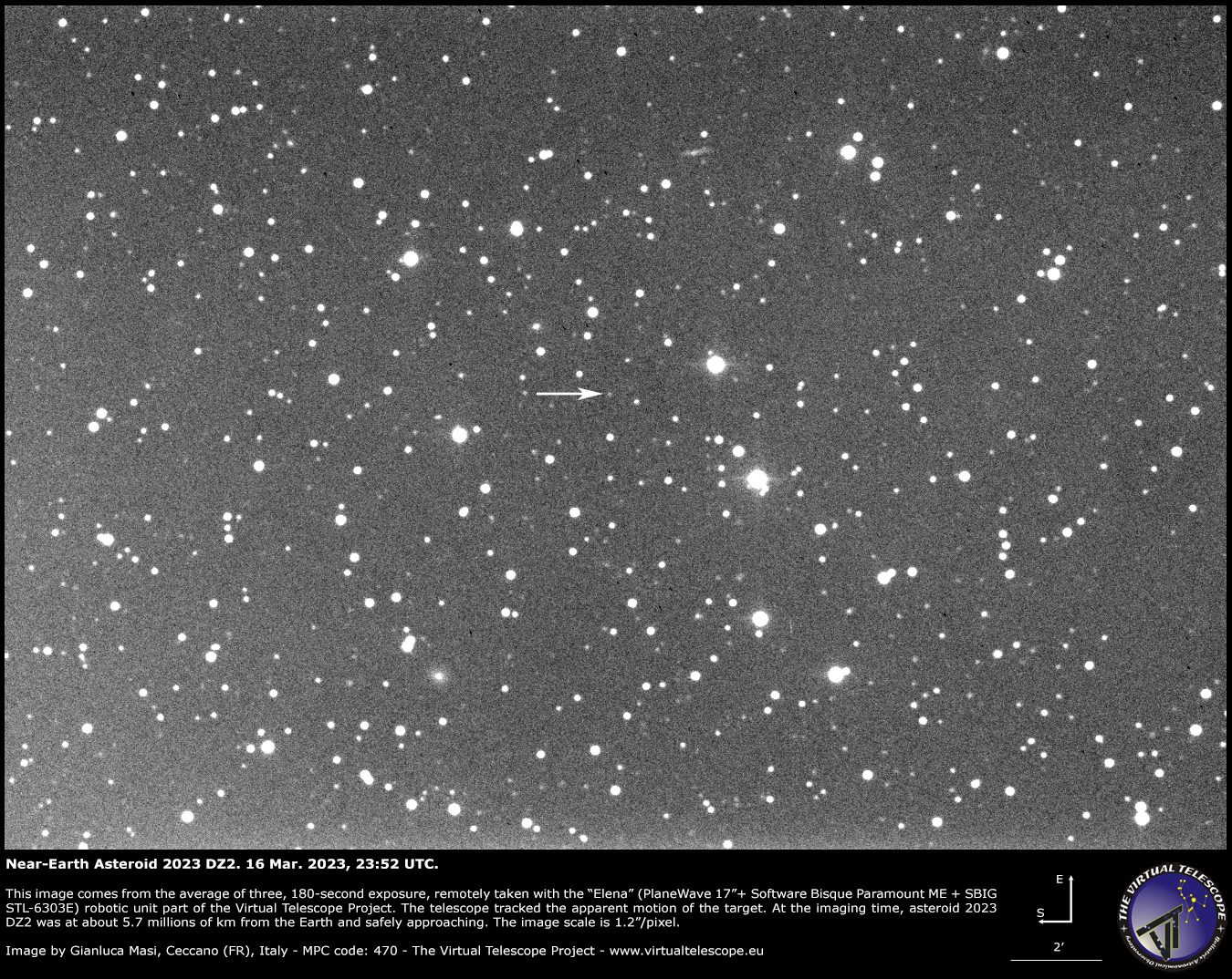 Near-Earth Asteroid 2023 DZ2: 16 Mar. 2023.