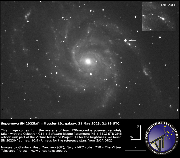 Supernova SN 2023ixf in Messier 101. 21 May 2023.
