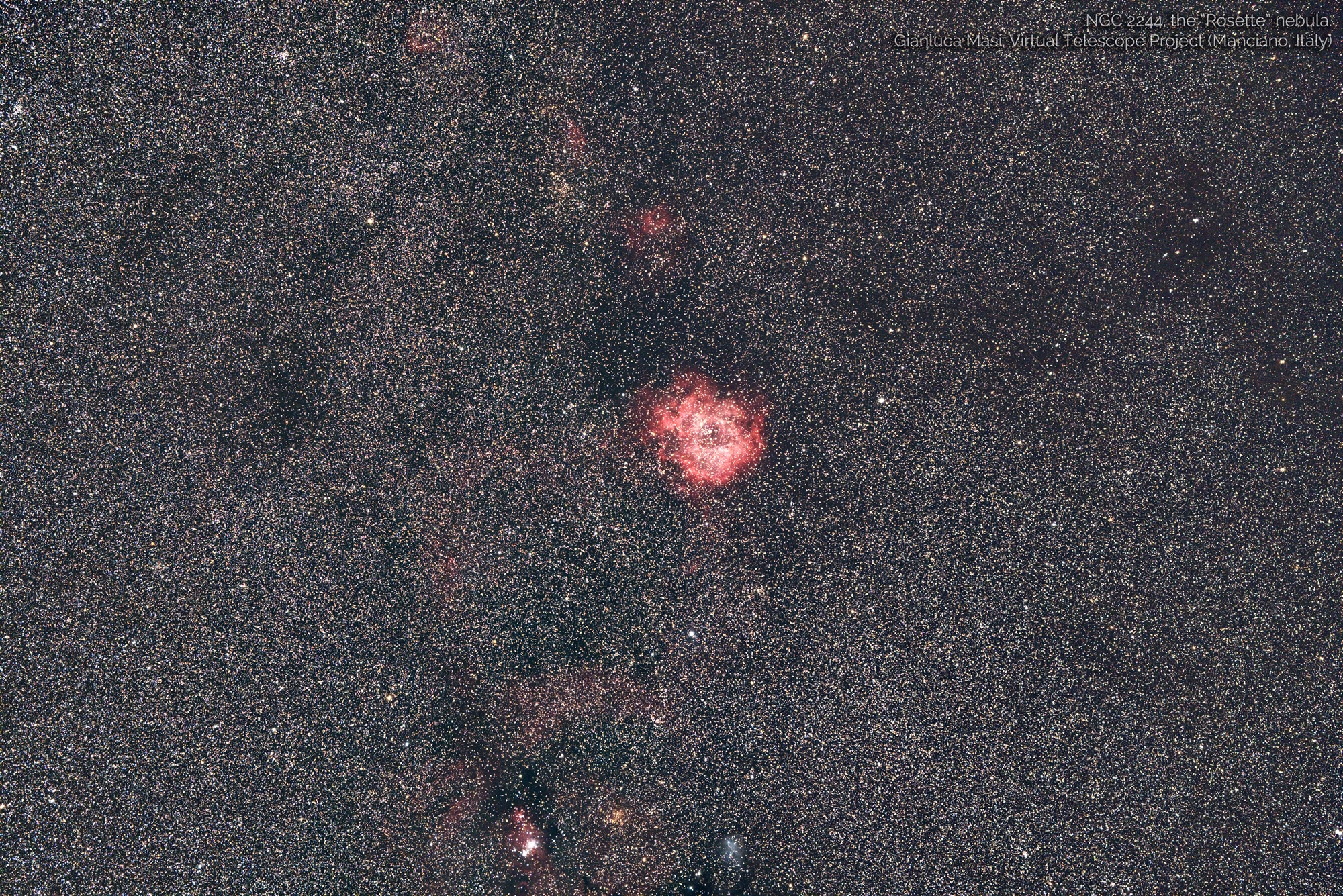The Rosette Nebula (NGC 2237) and surrounding region.