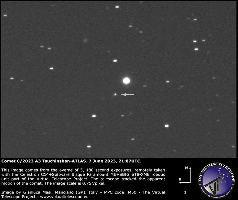 Comet C/2023 A3 Tsuchinshan-ATLAS: an image - 7 June 2023 - The Virtual ...