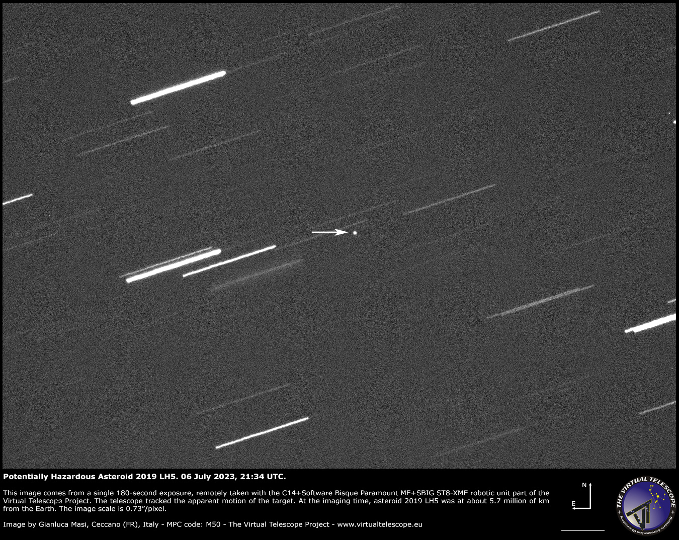 Potentially Hazardous Asteroid 2019 LH5: a image - 6 July 2023