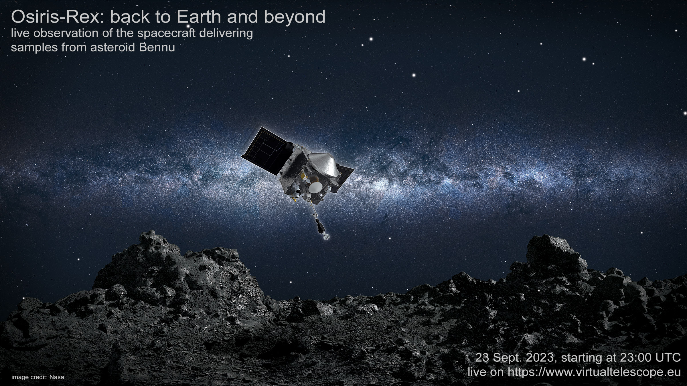 Osiris-Rex: back to Earth and beyond - poster of the event.