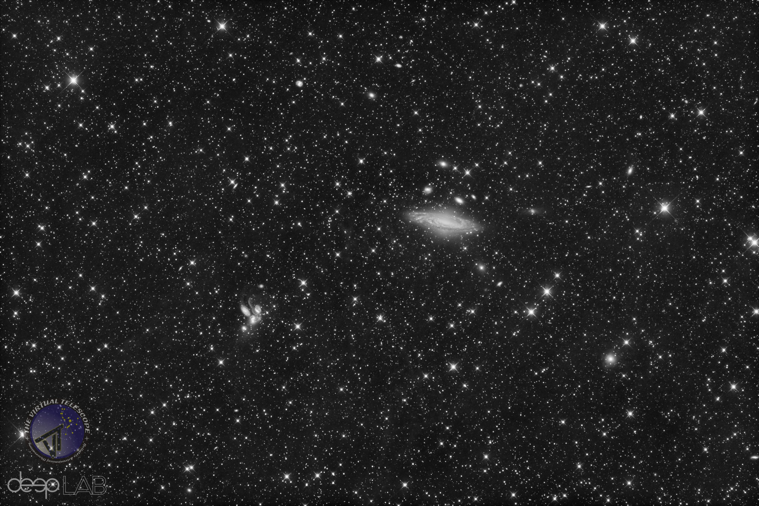 NGC 7331, a few background galaxies and the Stephan's Quintet.