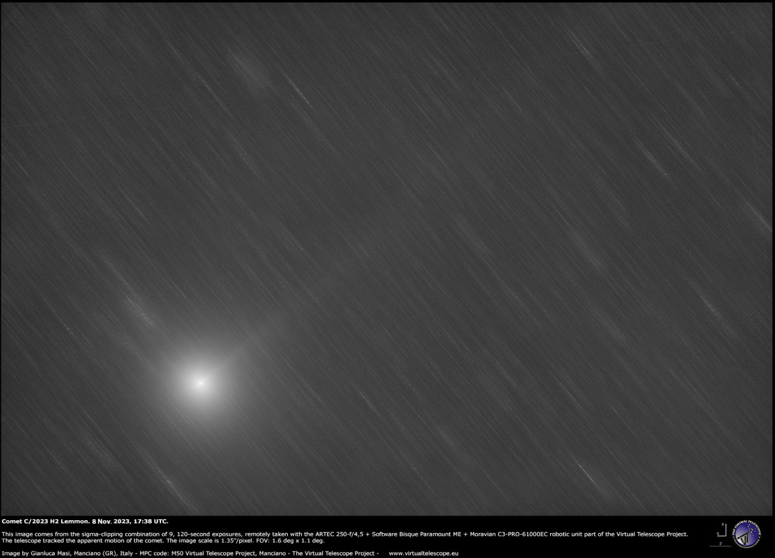 Comet C/2023 H2 Lemmon a image 8 Nov. 2023 The Virtual Telescope