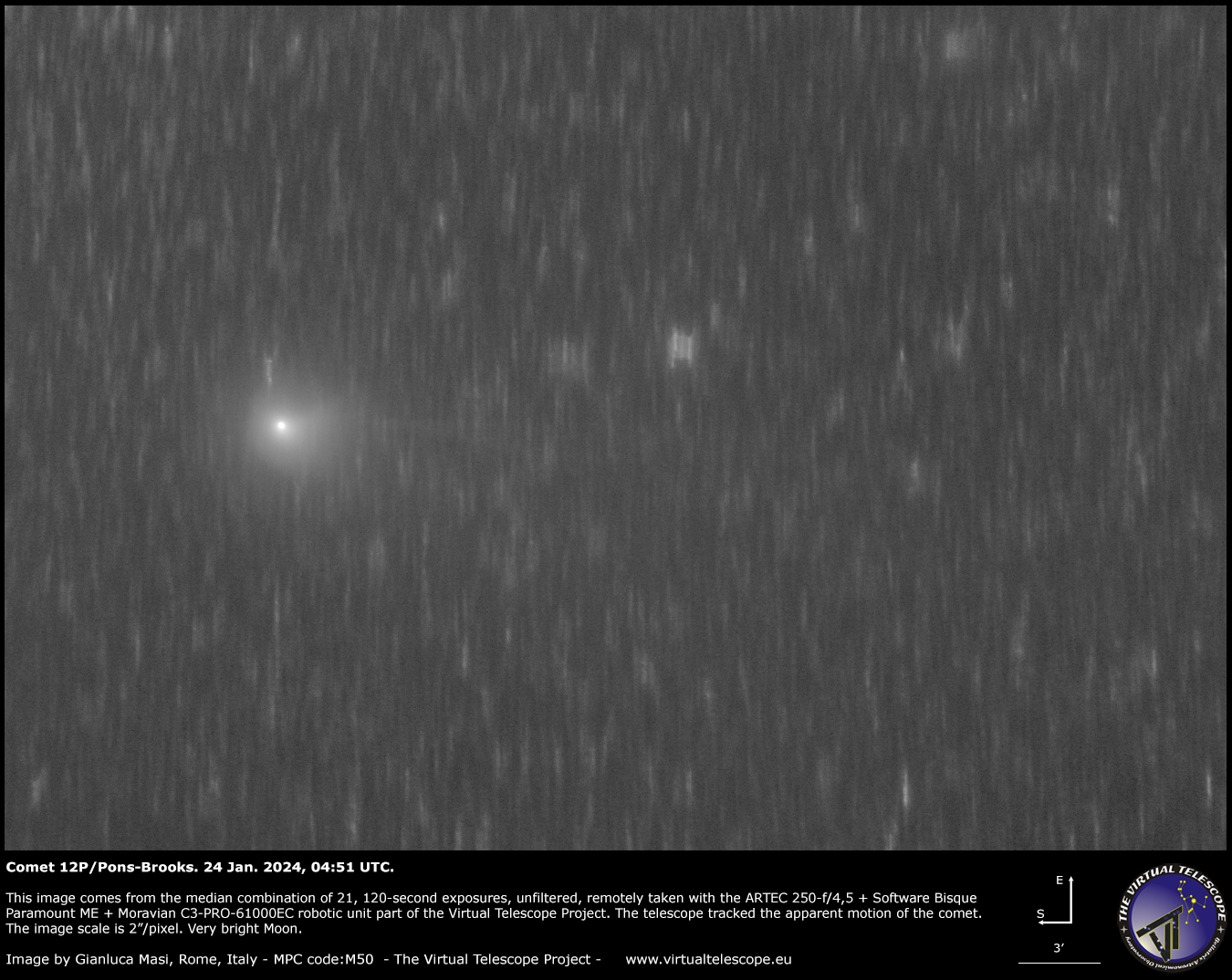 Comète 12P/Pons-Brooks : Nouvelle image – 23 et 24 janvier 2024
