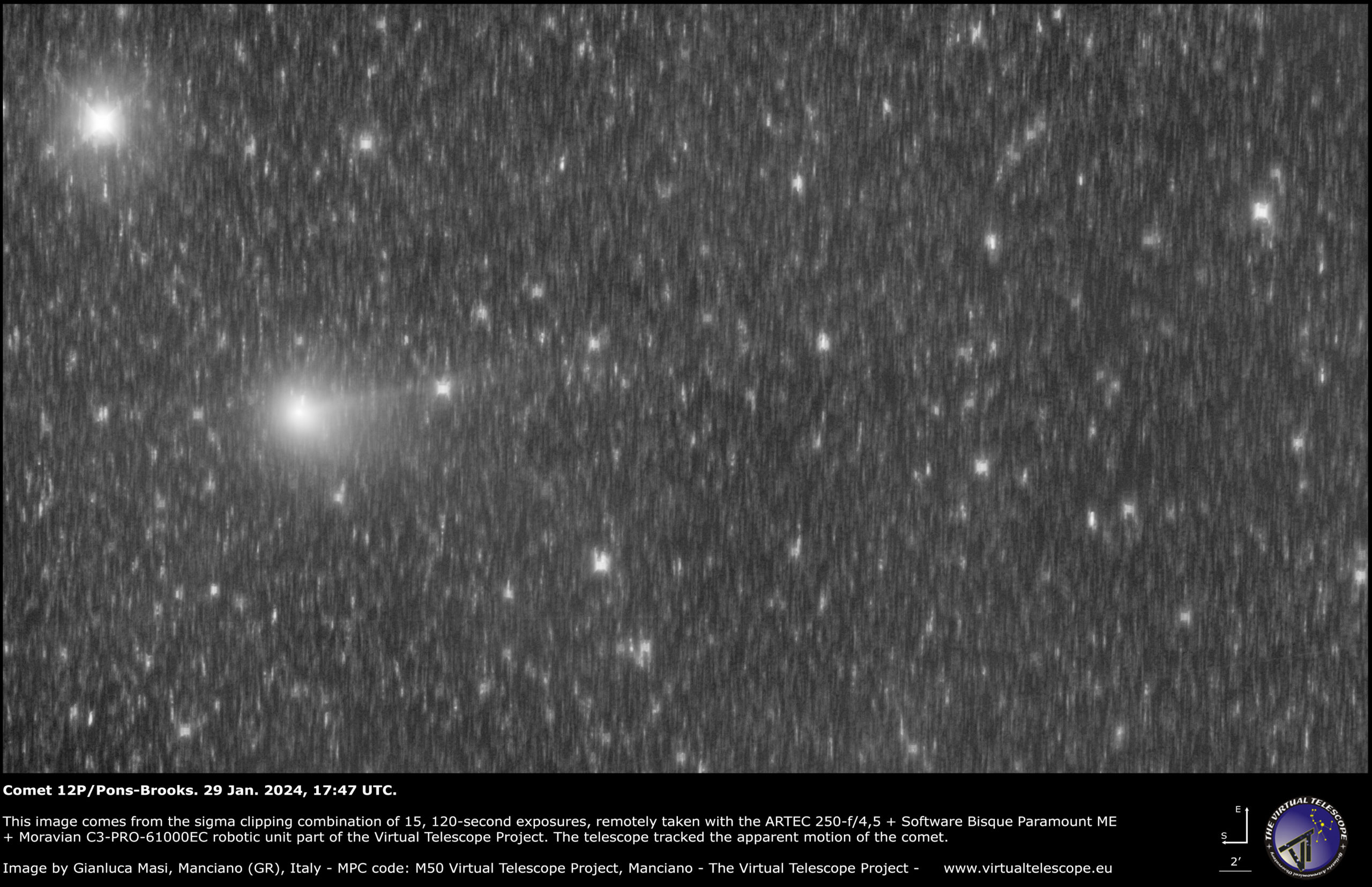 Comet 12P/Pons-Brooks, a larger view: 29 Jan. 2024.