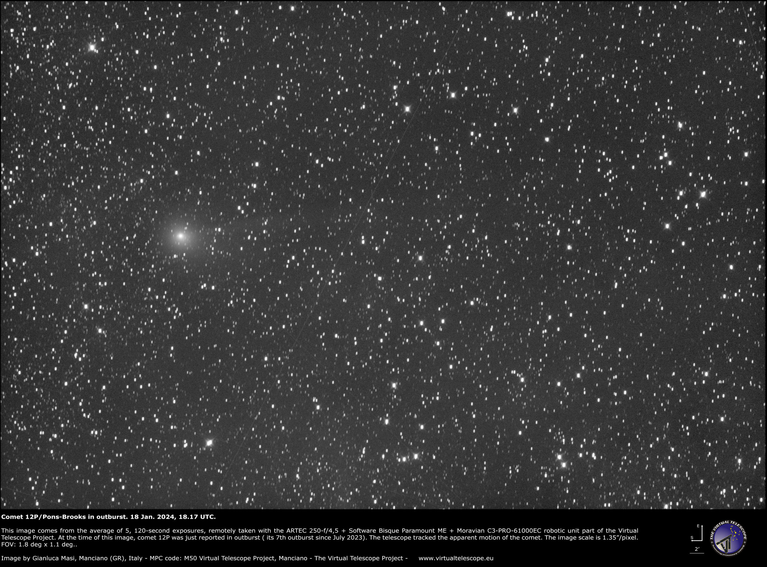 Comet 12P/Pons-Brooks in outburst: 18 Jan. 2024.