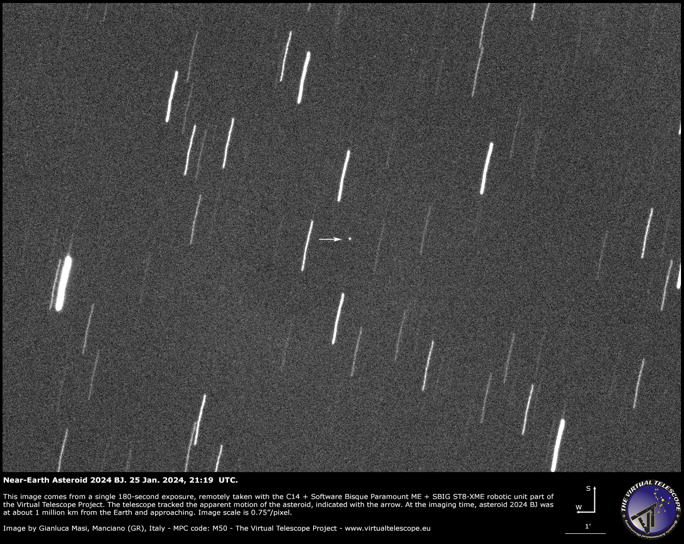 Near-Earth Asteroid 2024 BJ: 25 Jan. 2024.