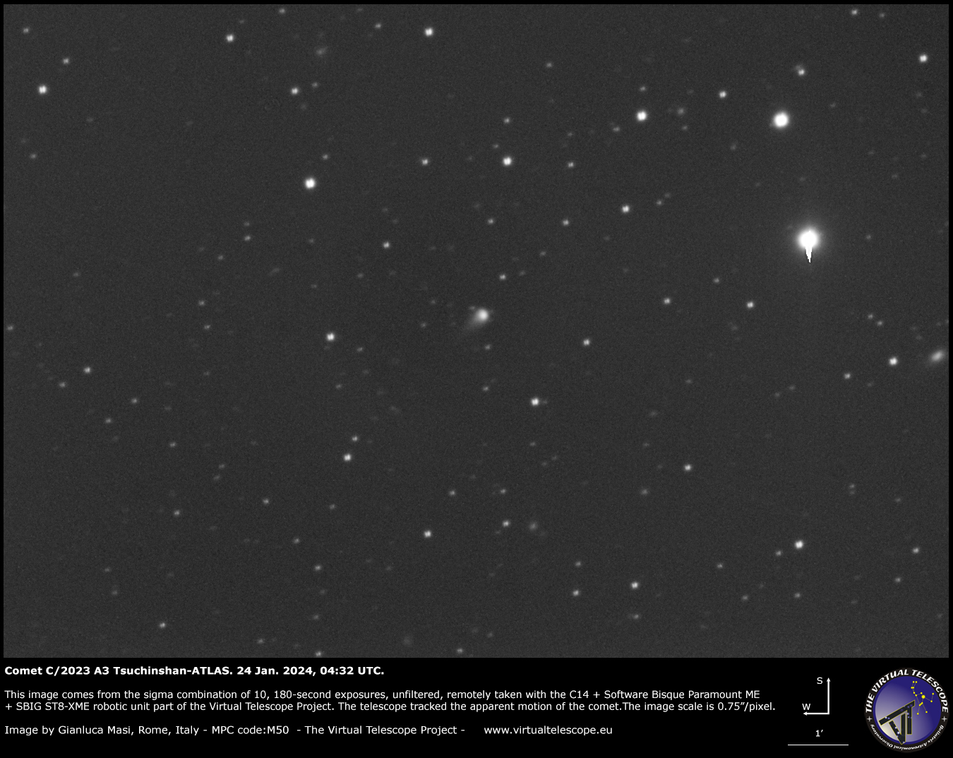 Comet C/2023 A3 Tsuchinshan-ATLAS: an image - 24 Jan. 2024. - The ...