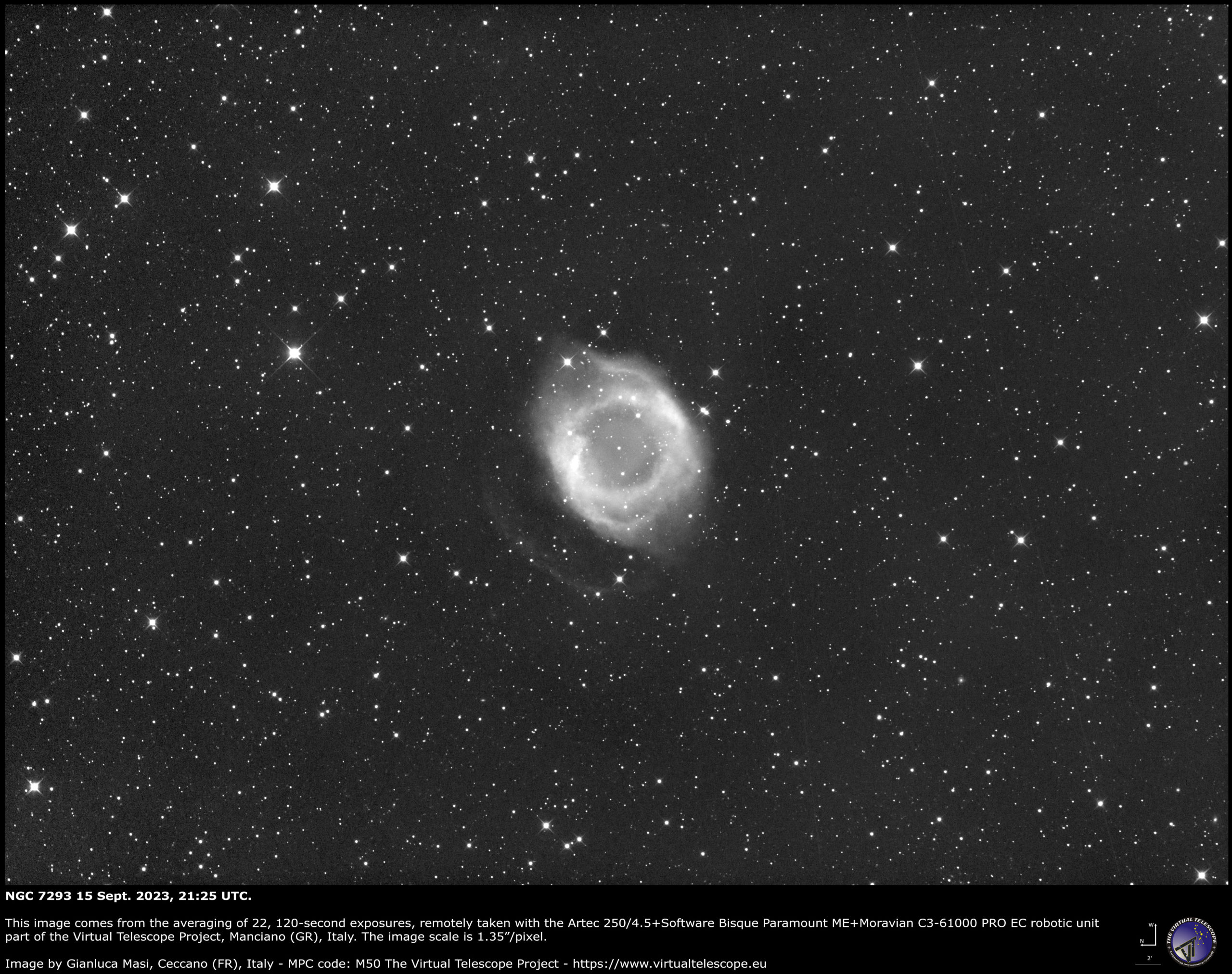 NGC 7293, the "Helix" nebula. 15 Sept. 2023.