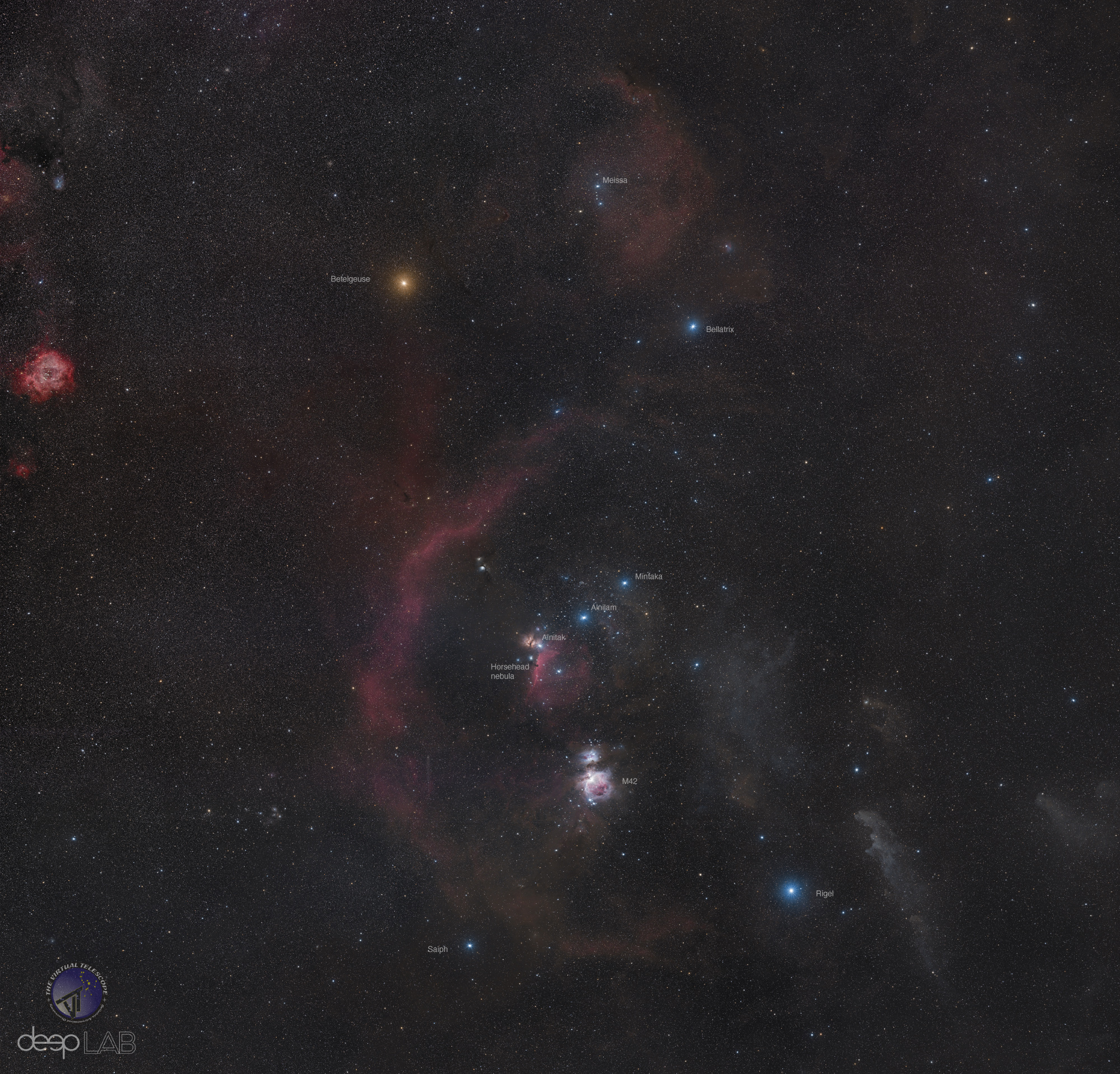 Le stelle principali della costellazione di Orione.