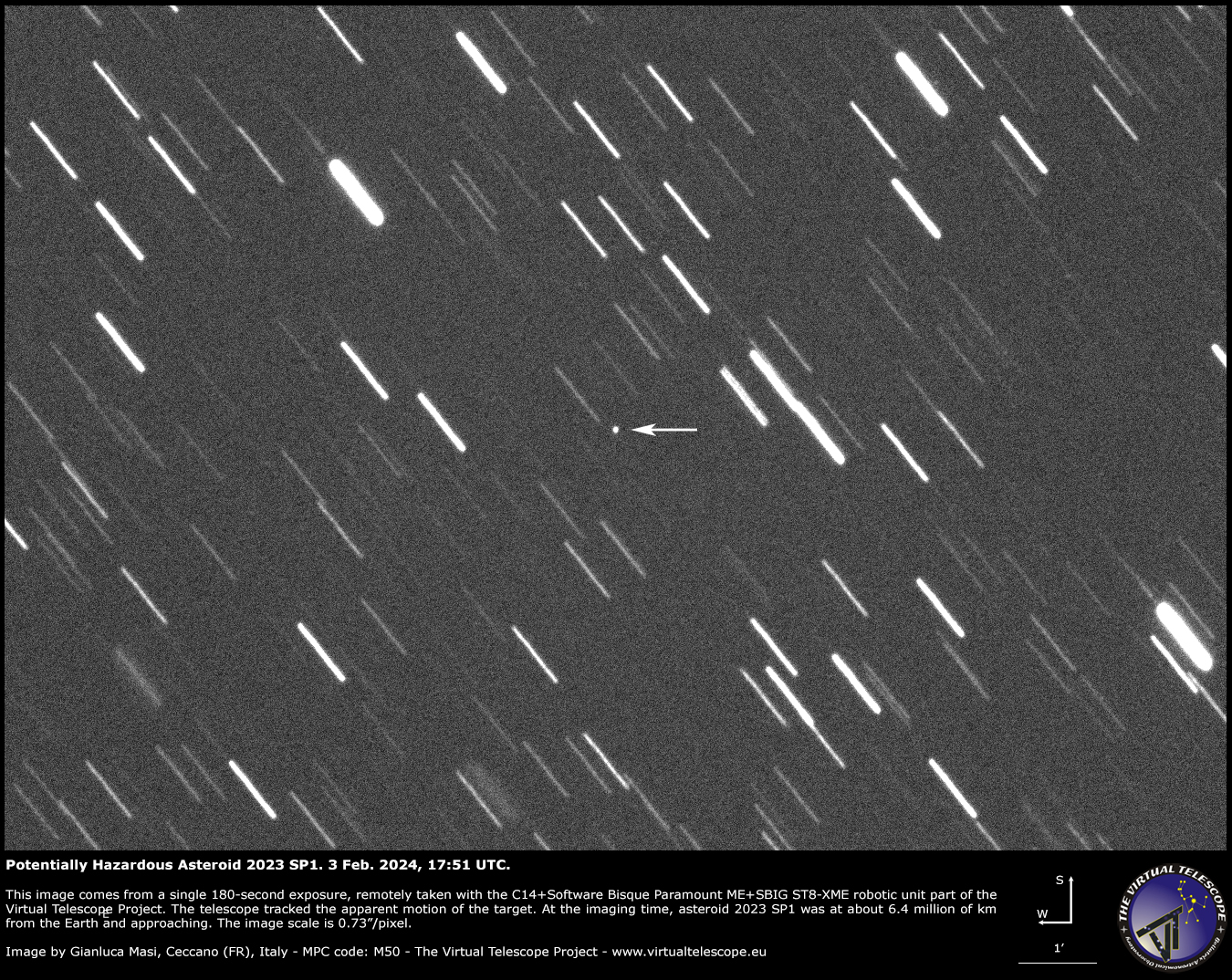 Potentially Hazardous Asteroid 2023 SP1: 3 Feb. 2024.