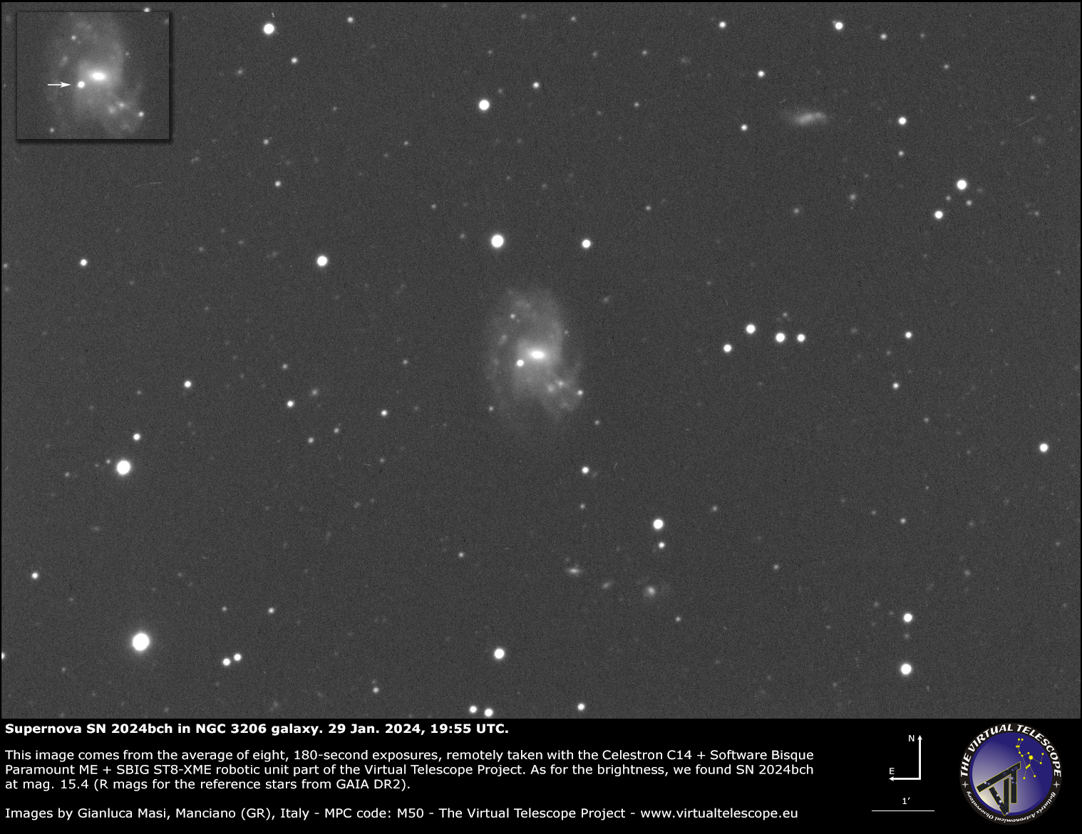 Supernova SN 2024bch in the NGC 3206 galaxy: a image - 29 Jan. 2024.