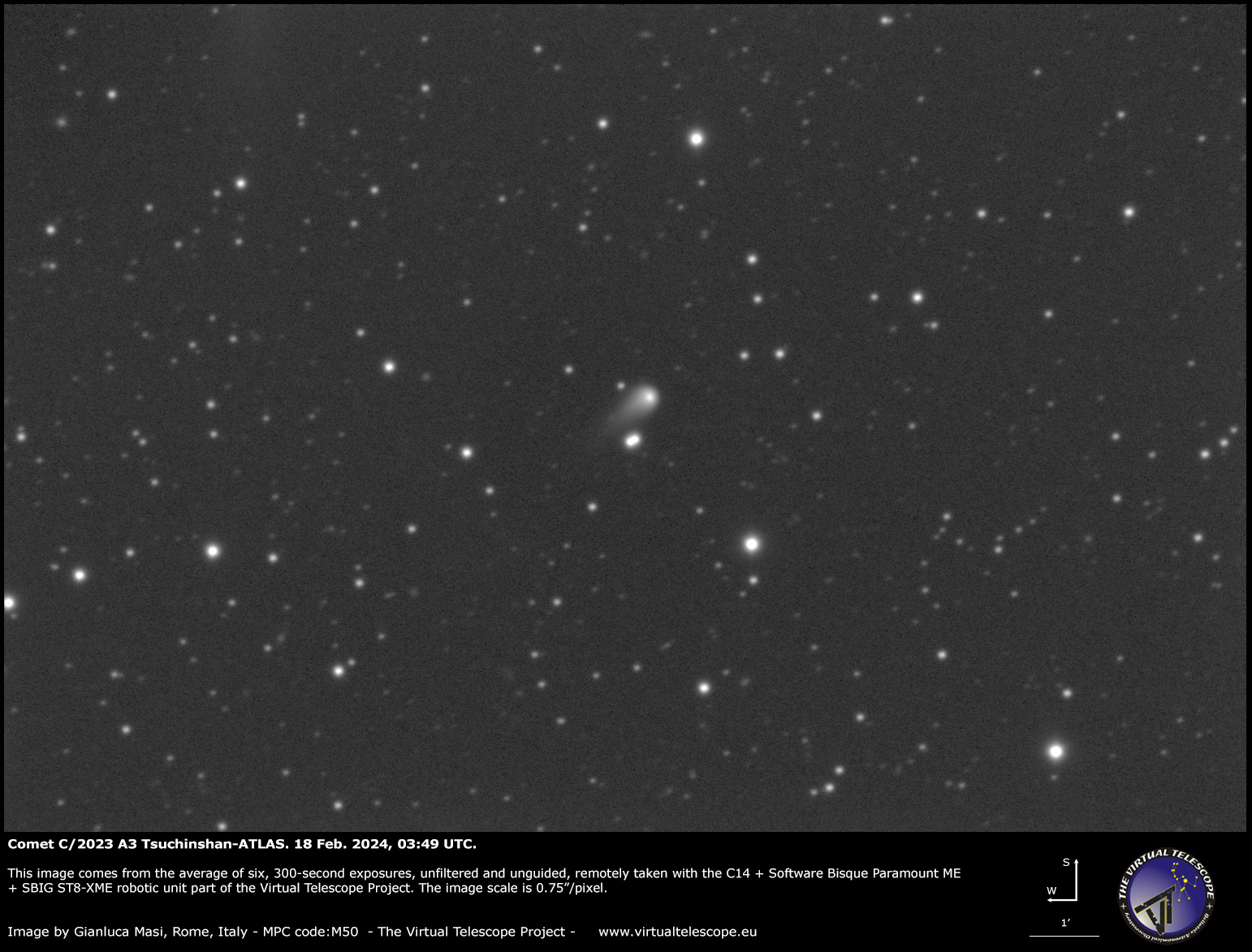 Comet C/2023 A3 Tsuchinshan-ATLAS: an image - 18 Feb. 2024. - The ...
