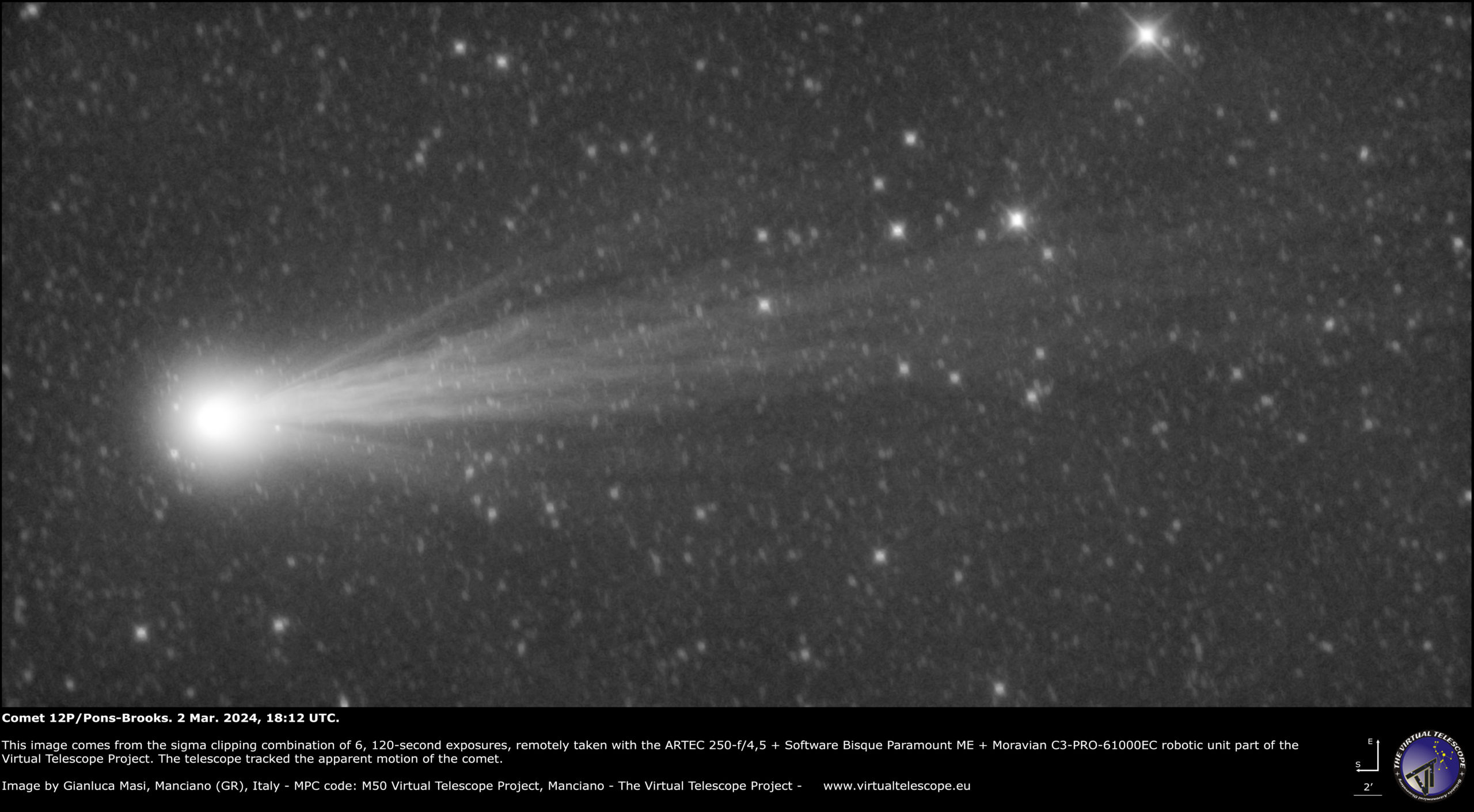 Cometa 12P/Pons-Brooks: dos imágenes impresionantes – 2 de marzo de 2024
