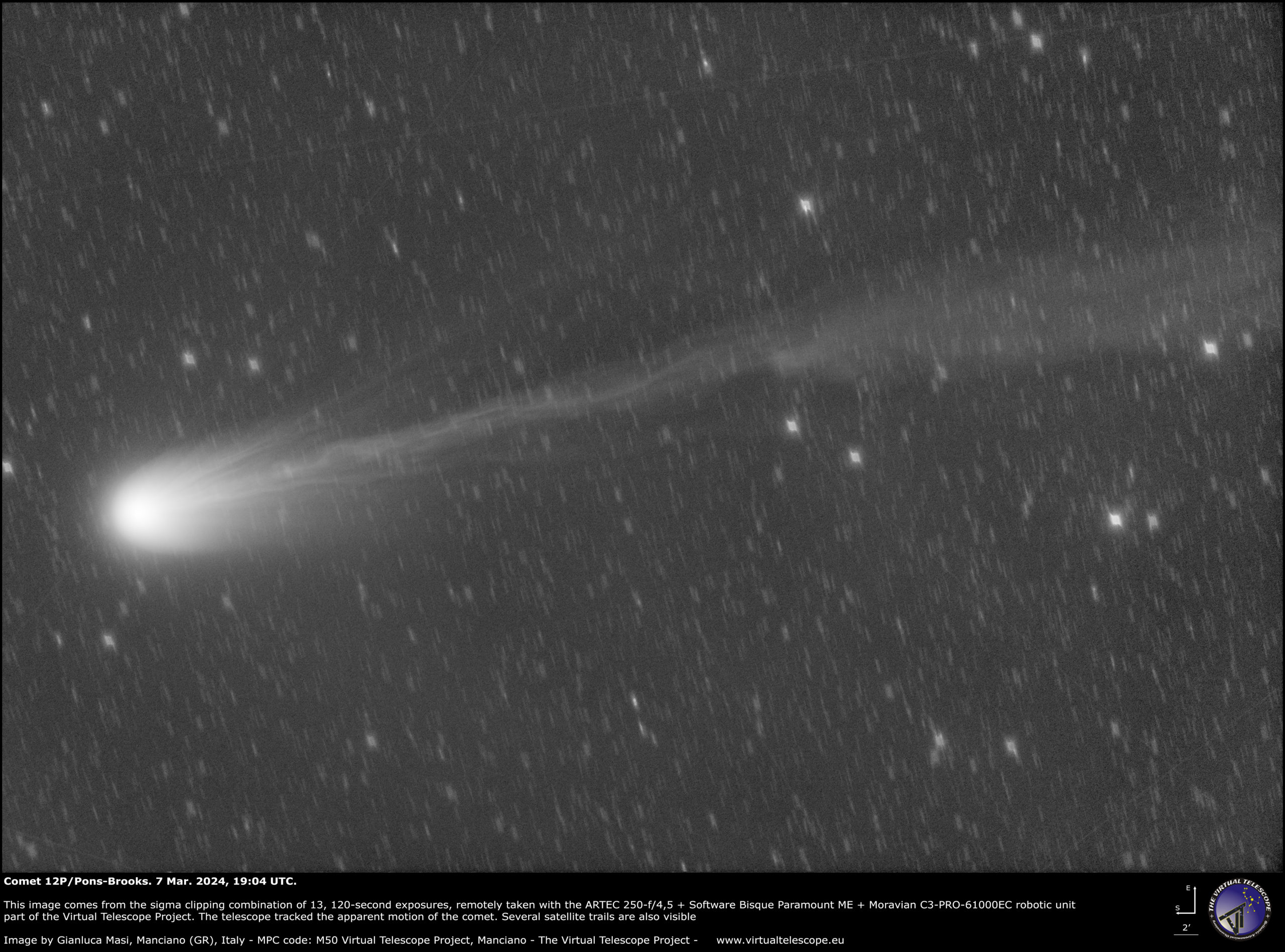 Comet 12P/PonsBrooks, new images with dust waves 7 Mar. 2024 The