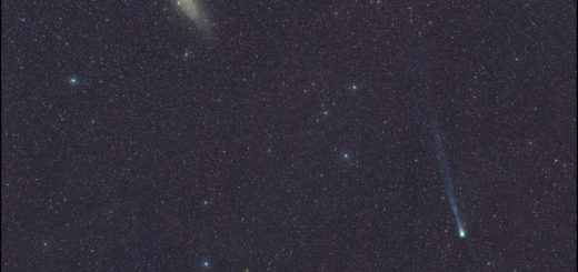 Comet 12P/Pons-Brooks and the great Andromeda Galaxy. 5 Mar. 2024.