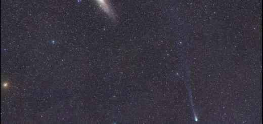 Comet 12P/Pons-Brooks and the great Andromeda Galaxy. 7 Mar. 2024.