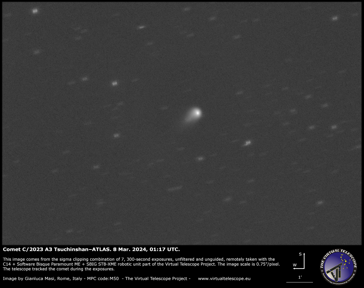 Cometa C/2023 A3 Tuchinshan-ATLAS: Nueva imagen – 8 de marzo de 2024.