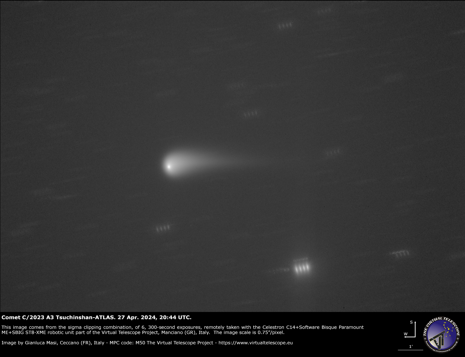 Cometa C/2023 A3 Tsuchinshan-ATLAS: una nueva imagen – 27 de abril de 2024.