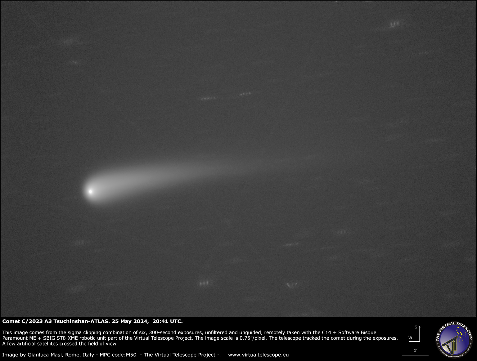 Комета C/2023 A3 Tuchinshan-ATLAS: новое изображение — 25 мая 2024 г.