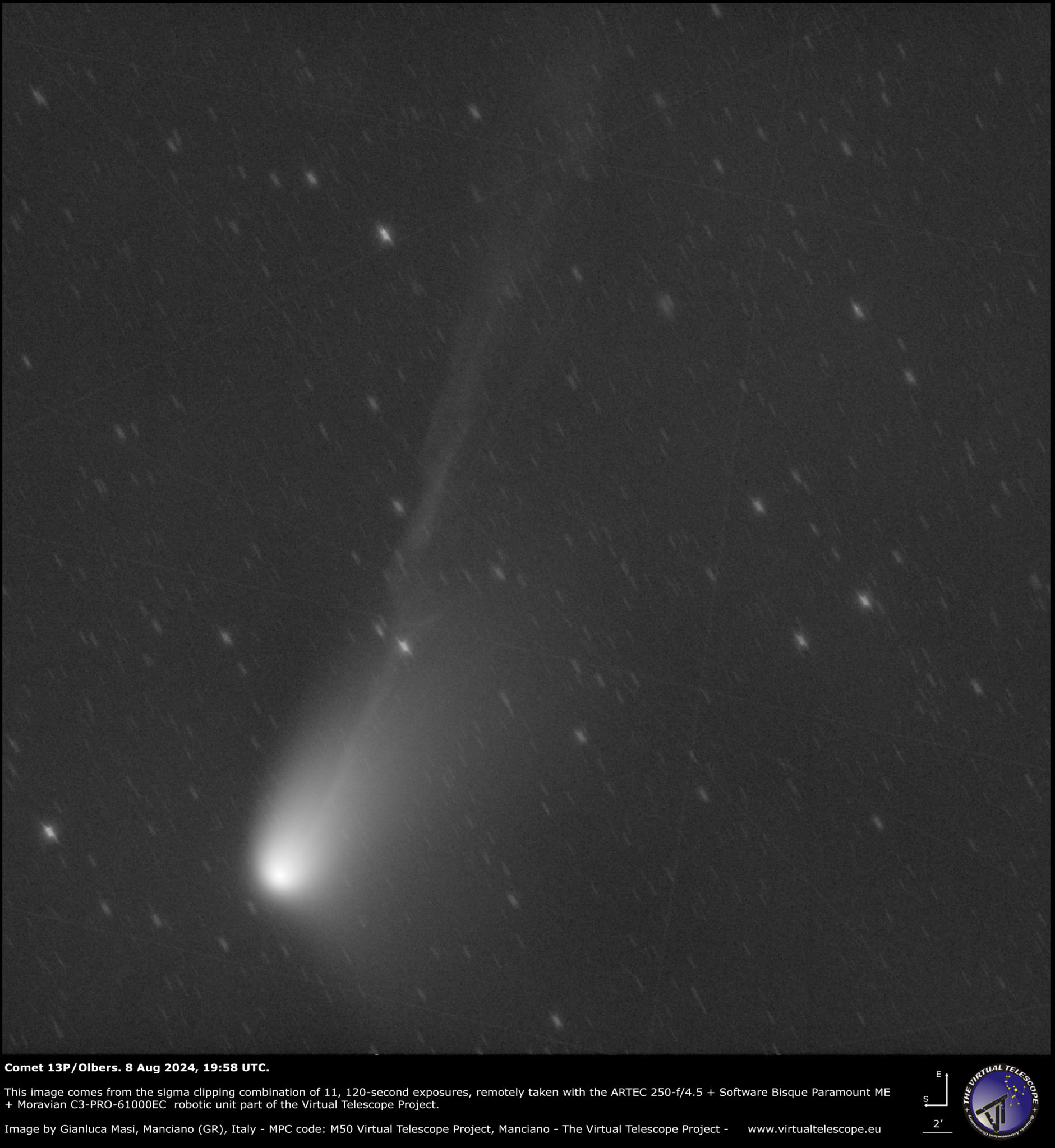 Comet 13P/Olbers: a new image – 8 Aug. 2024 – The Virtual Telescope …